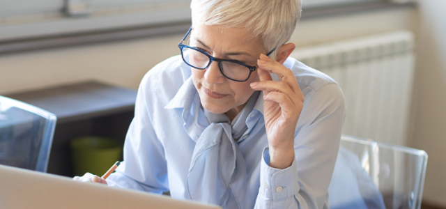 Woman looking at her computer
